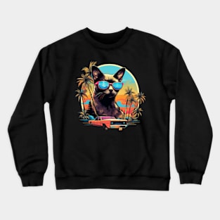 Retro Wave Siamese Cat Shirt Crewneck Sweatshirt